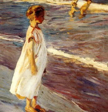 Joaquín Sorolla chica en la playa Pinturas al óleo